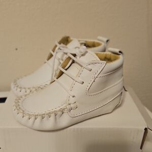 White Leather Kids Moccasins